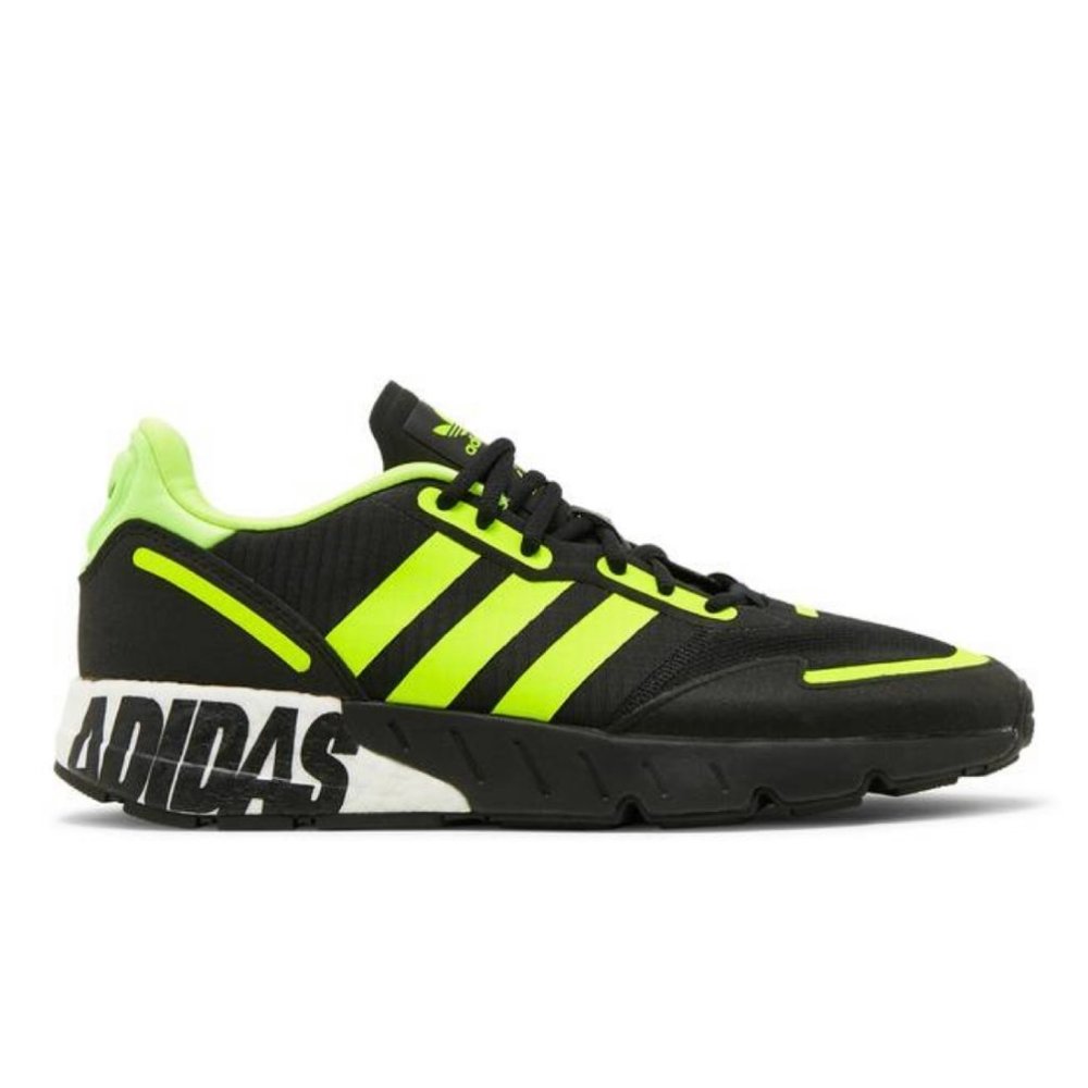 Adidas ZX 1K Boost, FY3632,  Sneakers, Shoes, Black, White, Solar Yellow, Volt
